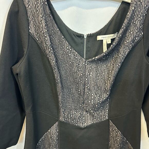 Max and Cleo Black Lace Panels Full Back Zip V-Neck Cocktail Dress 10 - Picture 6 of 6